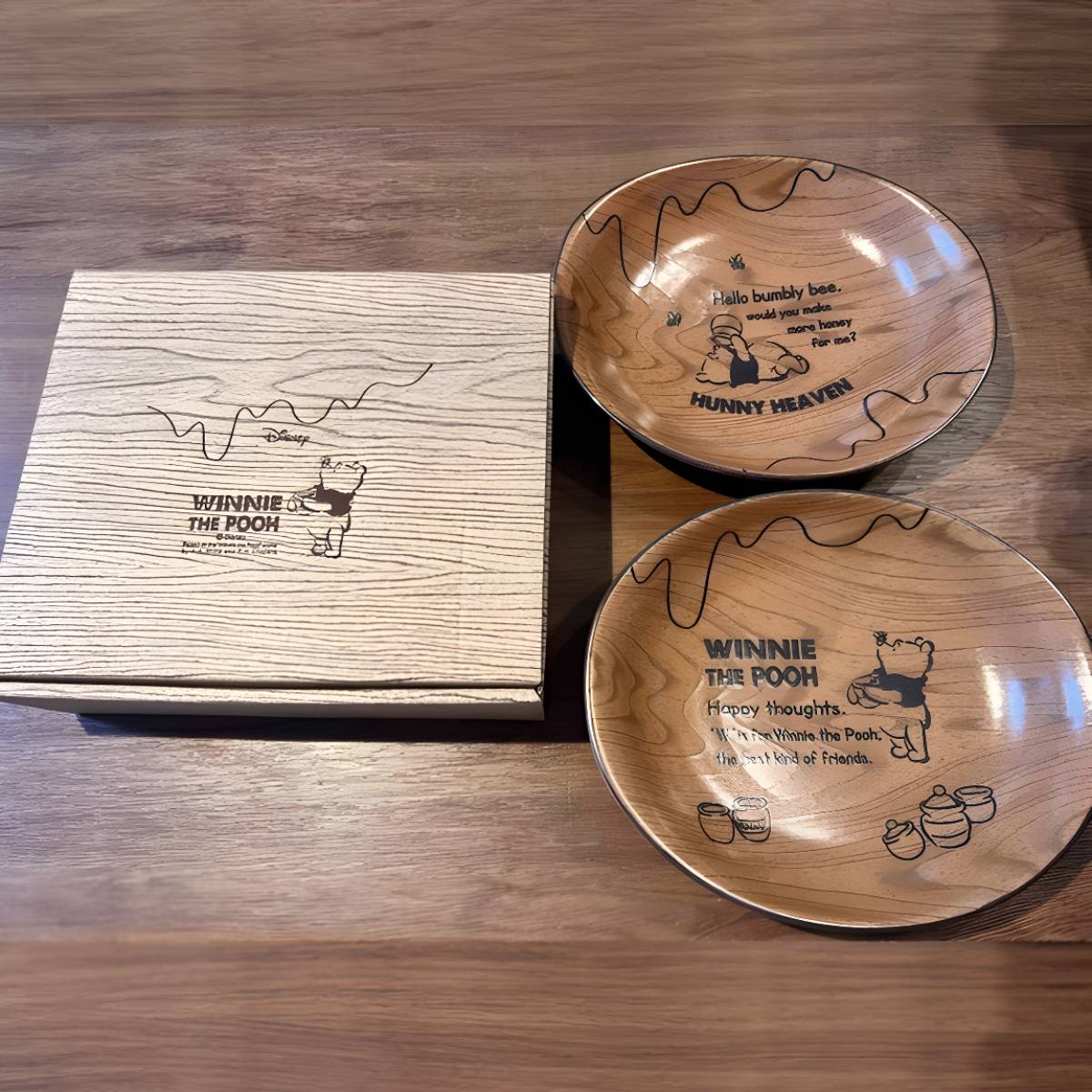 Plate - Winnie the Pooh Woodgrain Oval (Japan Edition)