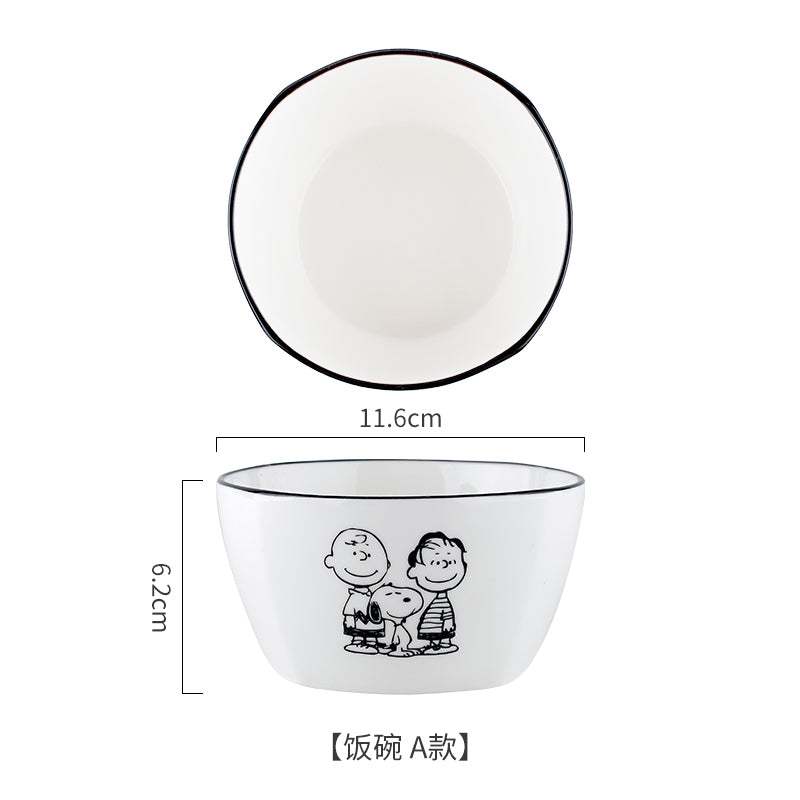 Bowl - Snoopy with Spoon Black / White