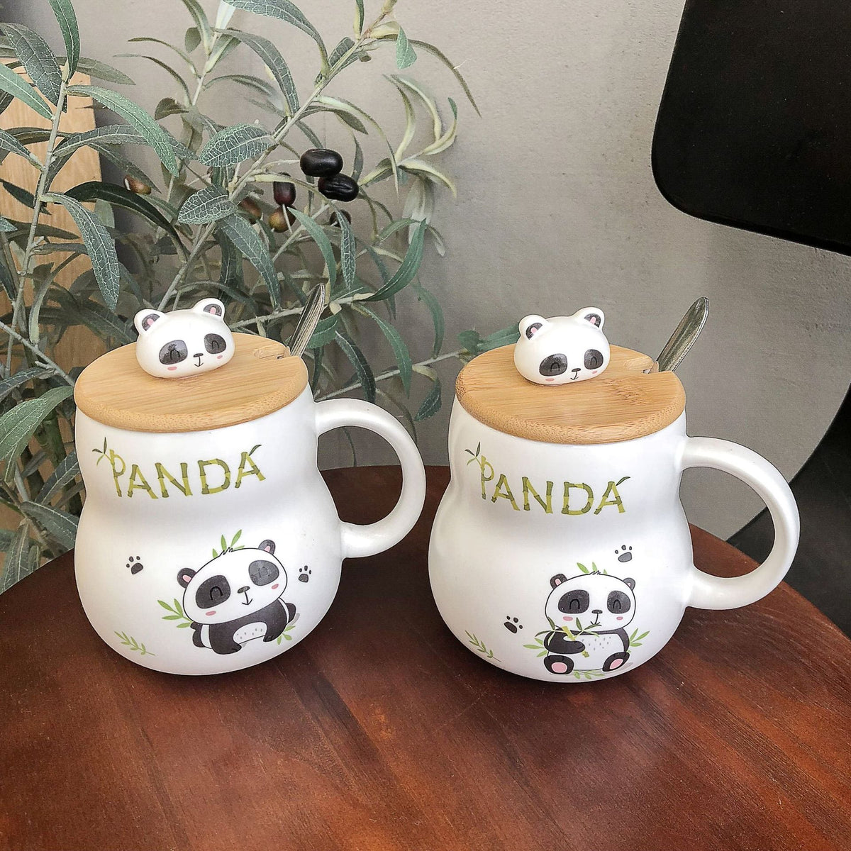 Mug - Panda With Lid & Spoon 400ml