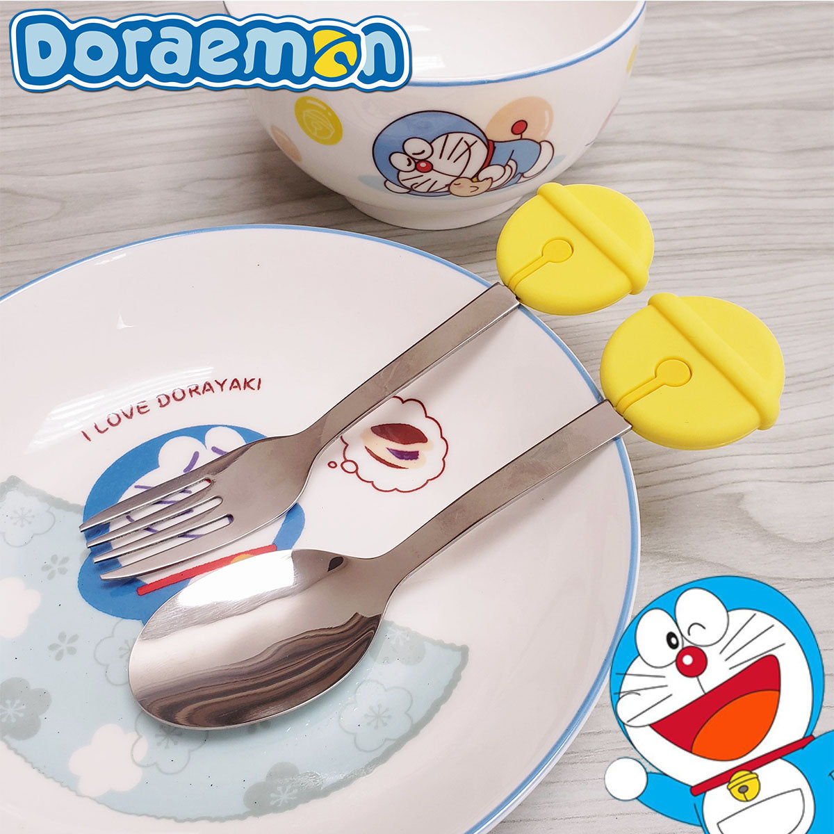 Spoon & Fork Doraemon Yellow Bell 15.5cm