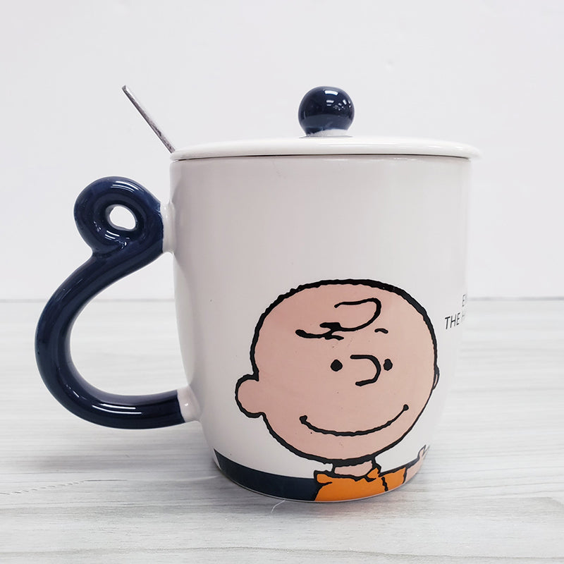 Mug With Lid & Spoon - Snoopy Charlie