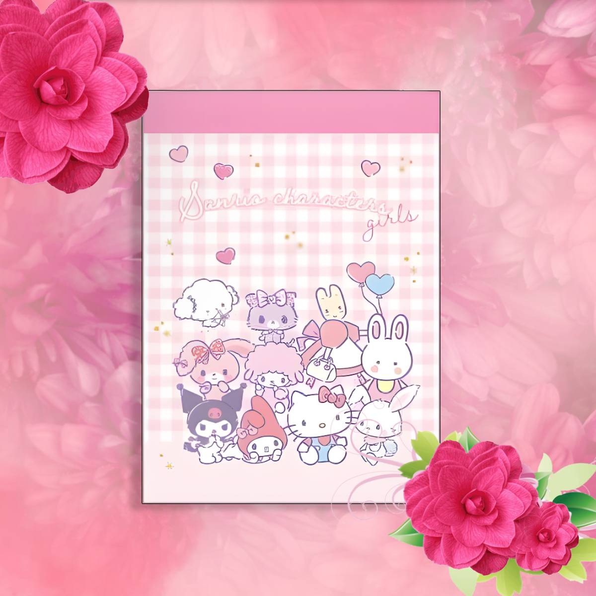 Memo Pad - Sanrio Character Pink Checkers (Japan Edition)