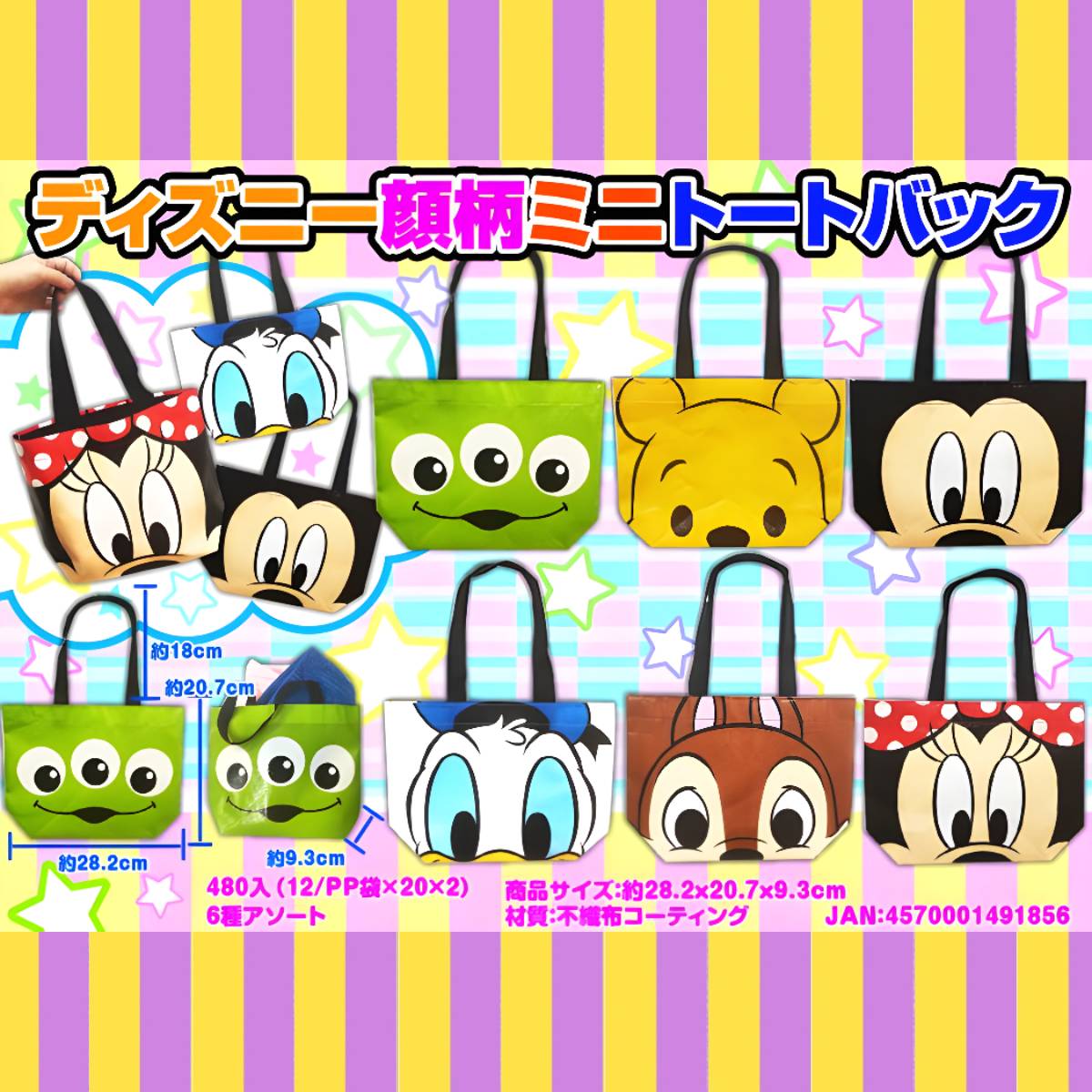 Lunch Bag Japan Disney Face 6in1