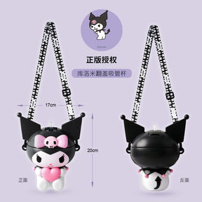 3D Travel Bottle with Straw -  Sanrio Kuromi Holding Heart