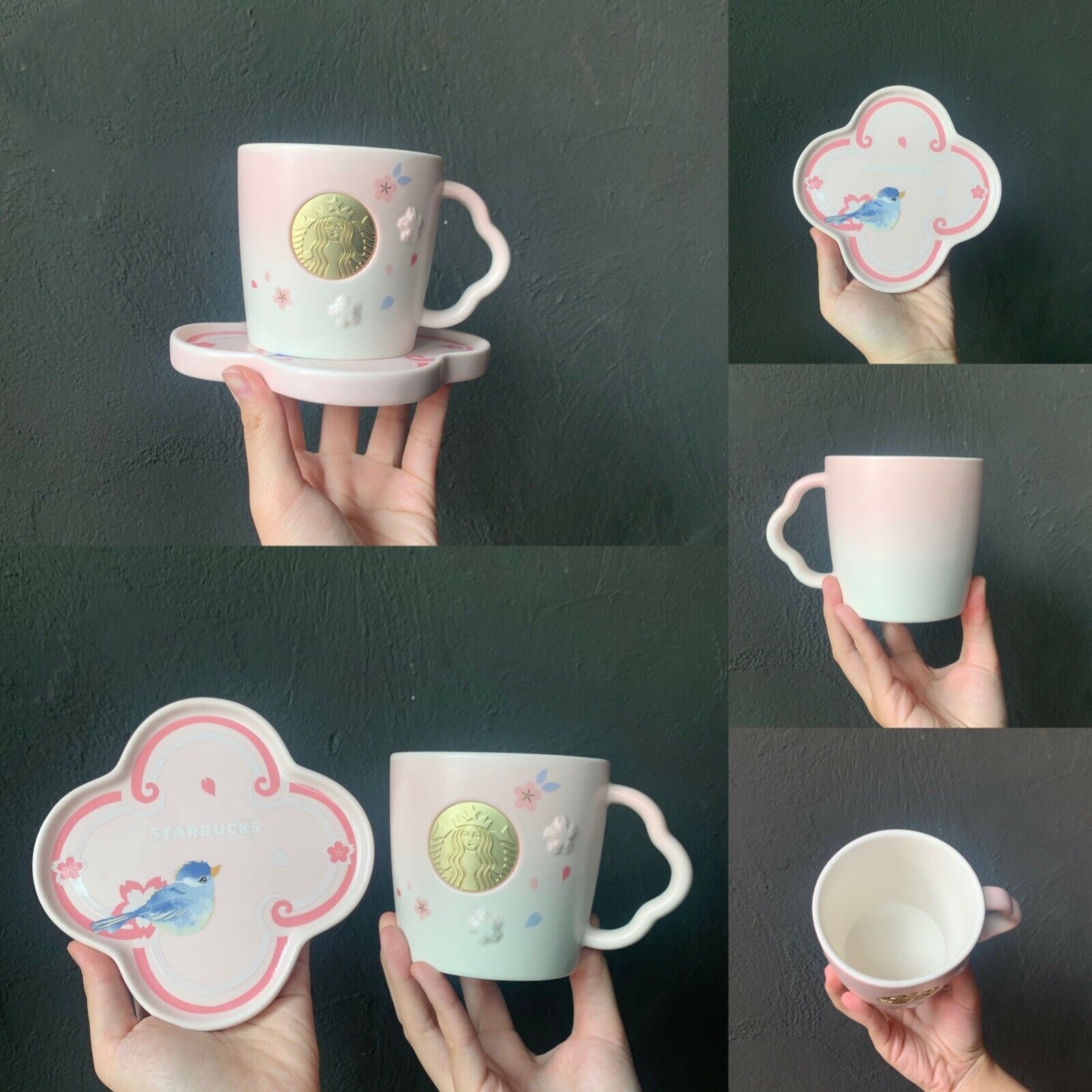 Mug Set - STARBUCKS Sakura & Bird Pattern
