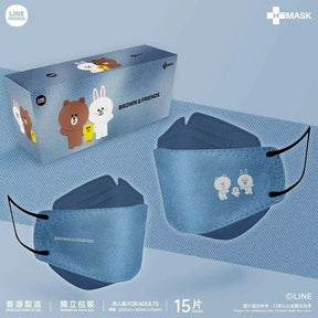 Mask HongKong Line Friends With H-Plus 3D Face LeveL 3 Adults (15 Packs)
