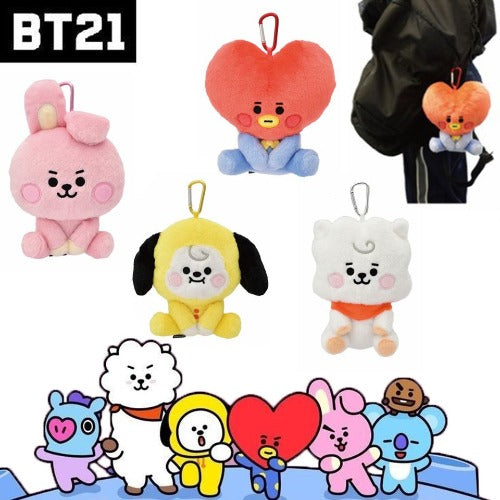 Plush Japan BT21 Characters Multi-Pouch Sit Zipper on The Back