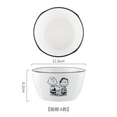 Bowl - Snoopy with Spoon Black / White