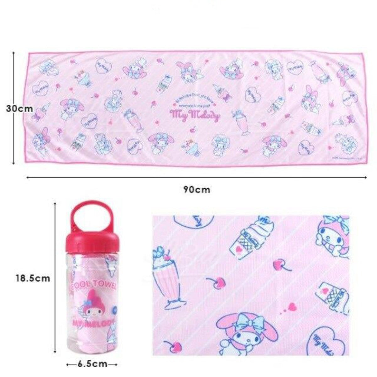 Cool Towel in Bottle - Sanrio My Melody Pink