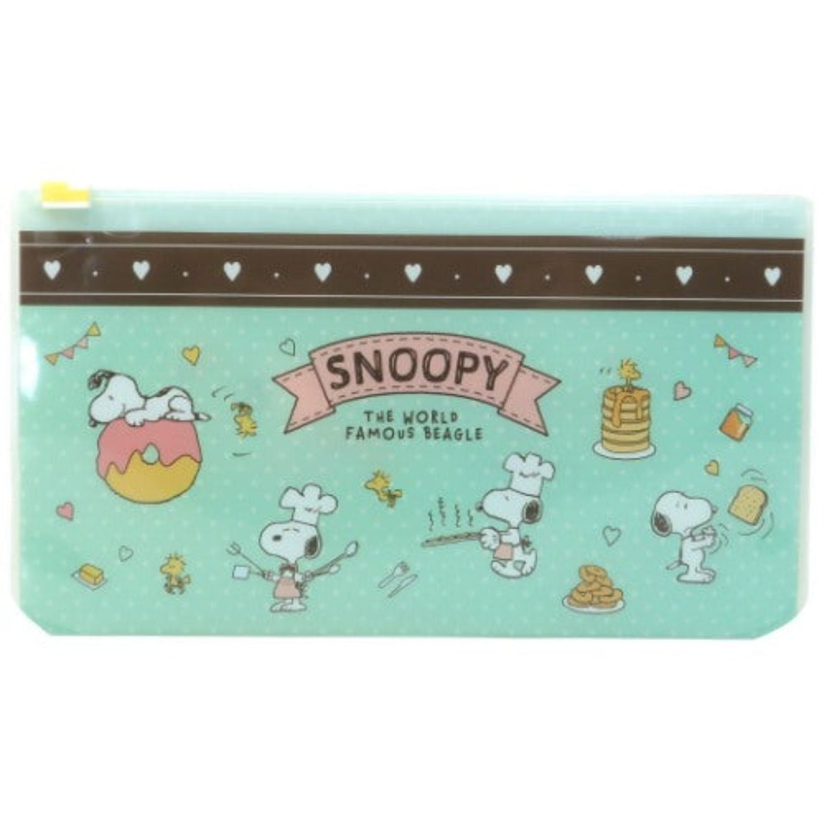 Mask Pouch Flat - Snoopy Cake Green