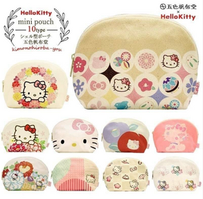 Pouch - Shell Shape Hello Kitty Japanese Kimono Style (Made In Japan)