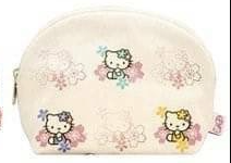 Pouch - Shell Shape Hello Kitty Japanese Kimono Style (Made In Japan)